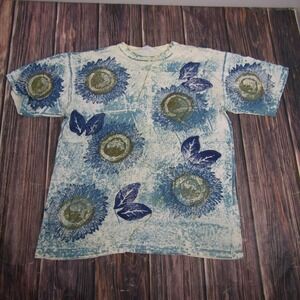 Extra Elements Shirt Womens XL Sunflower Print Floral Short Sleeve Tee Top